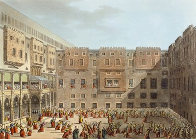 Mamelukken oefenen voor het paleis van Mourad Bey in Caïro door Luigi Mayer