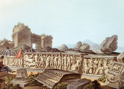 De ruïnes van Efeze in Turkije, illustratie door Luigi Mayer door Luigi Mayer