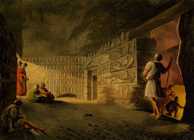 Ondergrondse kamer van de Piramide van Gizeh (gravure) door Luigi Mayer