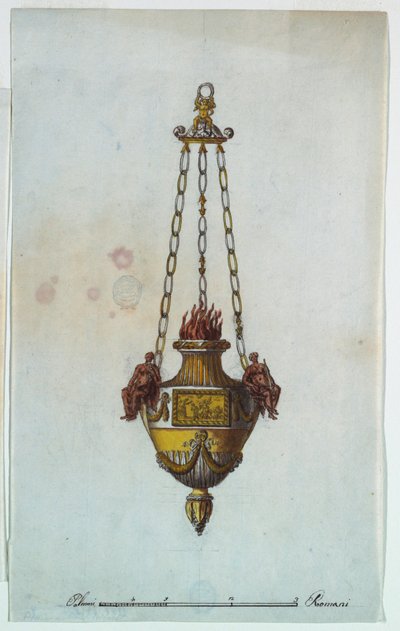 Tekening, altaarlamp, 1800-1825 door Luigi Righetti