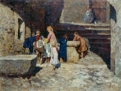 Kinderen bij de fontein door Luigi Rossi