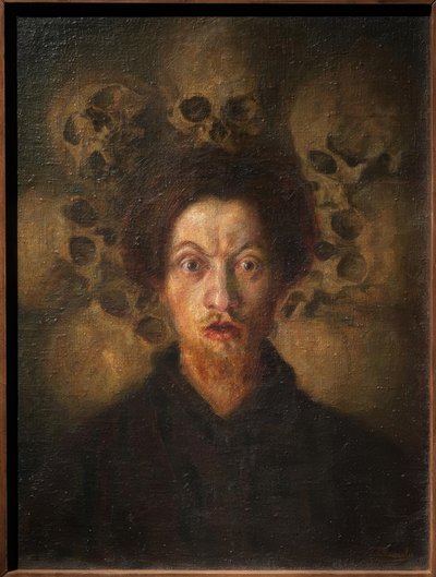 Zelfportret met schedels door Luigi Russolo