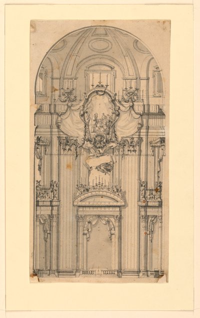 Verhoging van een wanddecoratie voor een heiligverklaringsceremonie, Sint-Pieter, Rome, Italië door Luigi Vanvitelli