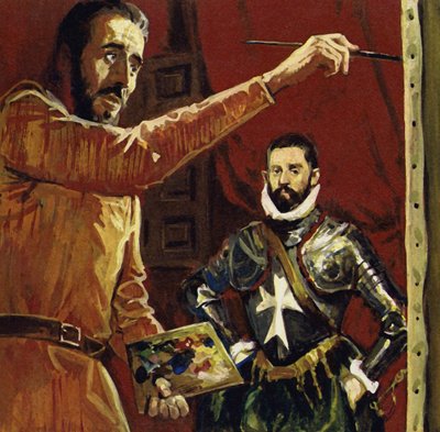 El Greco schilderij Vincentio Anastagi in Malta (kleurenlitho) door Luis Arcas Brauner