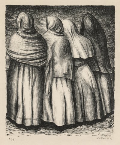 Vrouwen in profiel Mujeres de perfil, 1945 door Luis Arenal