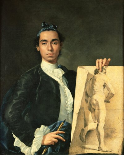 Zelfportret met een naaktstudie door Luis Egidio Melendez