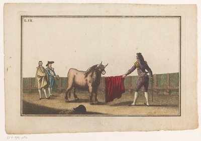 Matador daagt een stier uit door Luis Fernandez Noseret