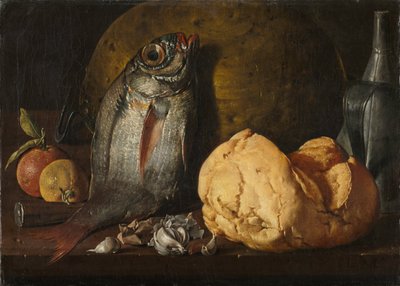 Stilleven met Vis, Brood en Ketel door Luis Meléndez