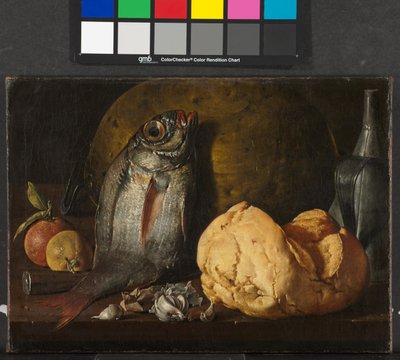 Stilleven met Vis, Brood en Ketel, c.1772 door Luis Menendez or Melendez
