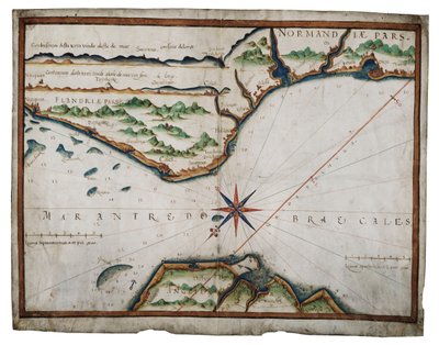 Kaart van het Kanaal van Dover, ca. 1587-88 door Luis Teixeira