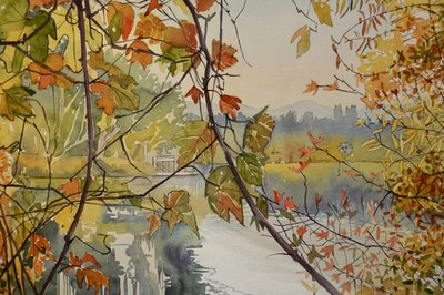 Herfstbladeren boven het water door Luisa Millicent