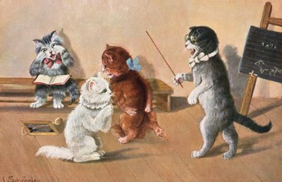 Humoristische katten ansichtkaart door Luise Schropler