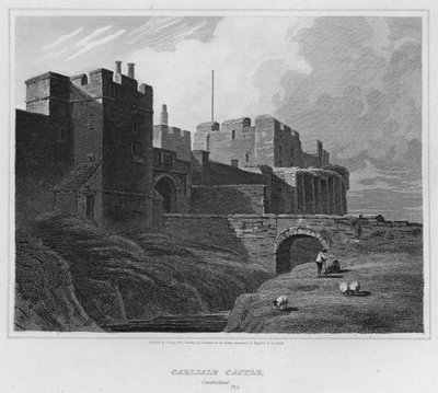 Carlisle Castle, Cumberland (gravure) door Luke (after) Clennell