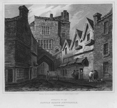 Ingang van het Kasteel Garth Newcastle, Northumberland (gravure) door Luke (after) Clennell