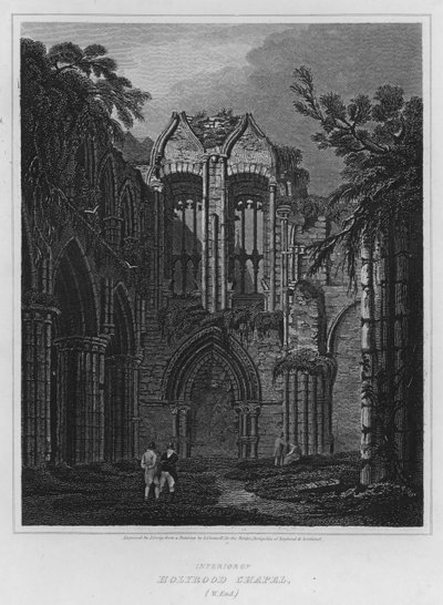 Interieur van Holyrood Kapel, West End door Luke (after) Clennell