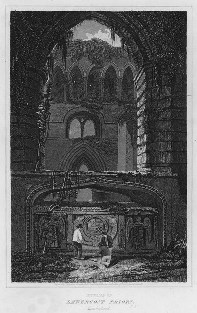 Interieur van Lanercost Priory, Cumberland (gravure) door Luke (after) Clennell
