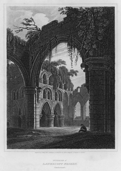 Interieur van Lanercost Priory, Cumberland door Luke (after) Clennell