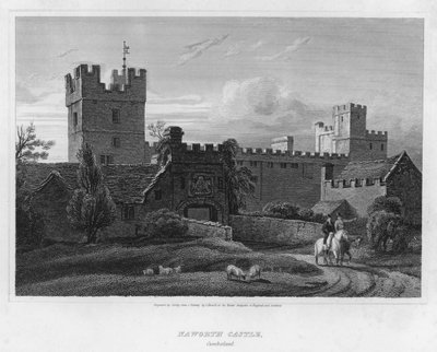Naworth Castle, Cumberland (gravure) door Luke (after) Clennell