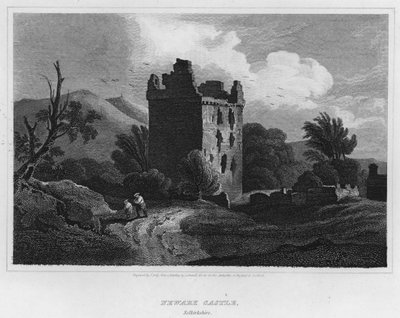 Newark Kasteel, Selkirkshire door Luke (after) Clennell