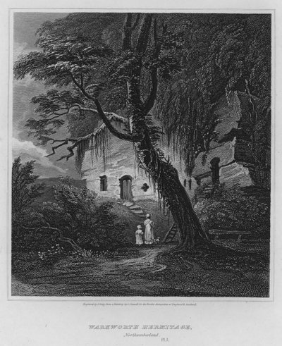 Warkworth Hermitage, Northumberland (gravure) door Luke (after) Clennell