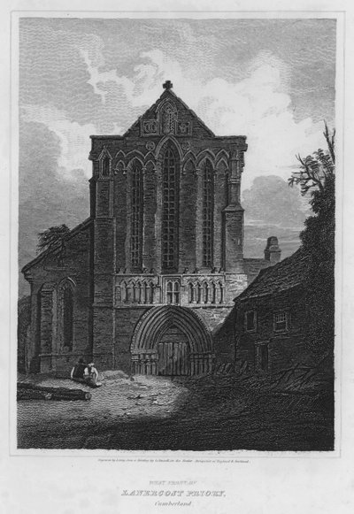 Westelijke Voorzijde van Lanercost Priory, Cumberland (gravure) door Luke (after) Clennell