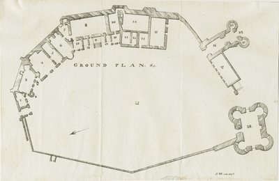 Dudley Kasteel (lithografie) door Luke Booker