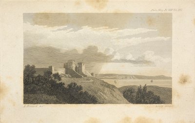 Een verre bui komt van achter een verhoogd stuk land, waarin de superieure laag zich in verschillende delen naar de windzijde uitstrekt, en cumuli naar voren komen en de massa binnendringen, wat samen de nimbus vormt. door Luke Howard