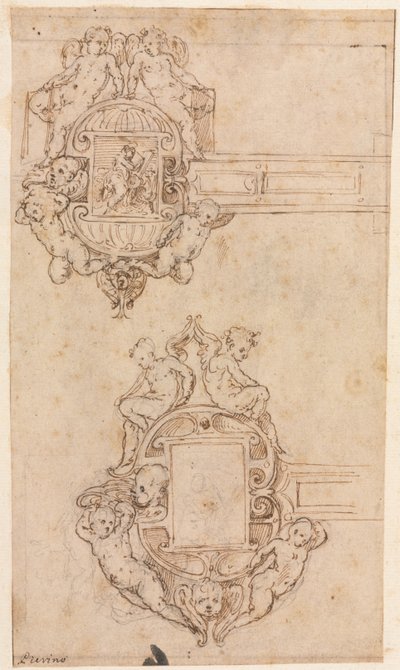 Ontwerp voor decoratieve scharnieren recto door Luzio Romano