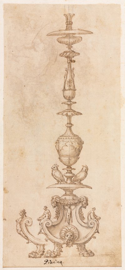 Ontwerp voor een kandelaar door Luzio Romano