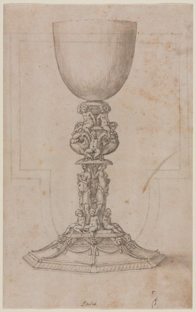 Ontwerp voor een kelk recto, midden 1500s door Luzio Romano