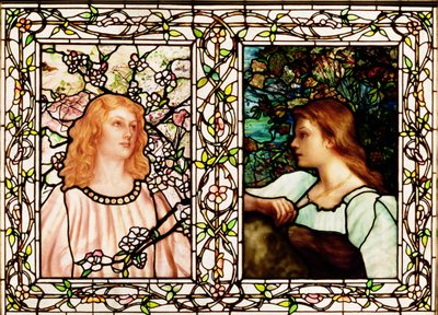 Lente en herfst, vervaardigd door Tiffany Glass & Manufacturing Co., ca. 1892 door Lydia Field Emmett