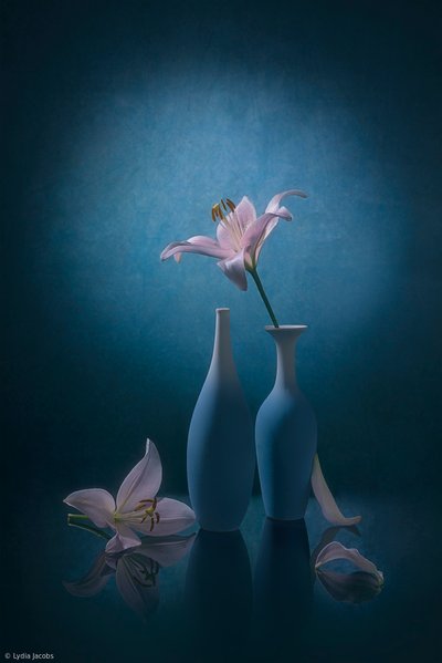 Elegante blauwe lelies door Lydia Jacobs