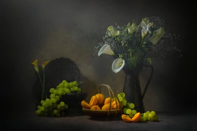 Moody Fruit and Flowers door Lydia Jacobs