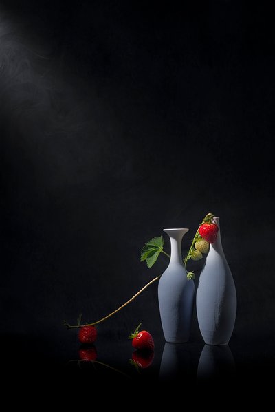Moody aardbeienvazen door Lydia Jacobs