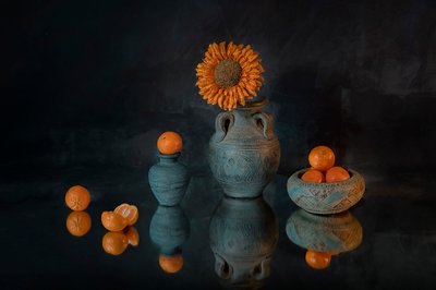 Levendige zonnebloem-mandarijnen door Lydia Jacobs