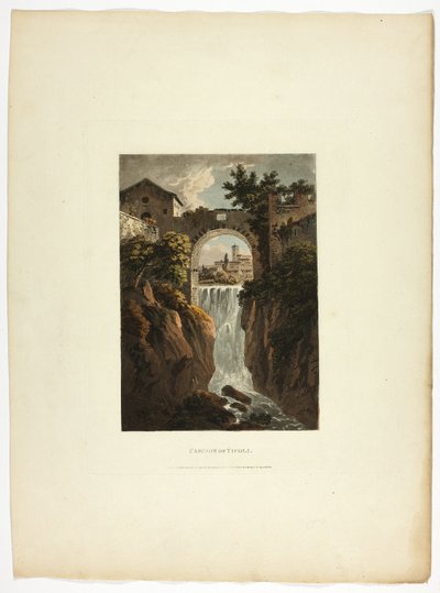 Cascade van Tivoli, plaat negenendertig van de Ruïnes van Rome door M. Dubourg