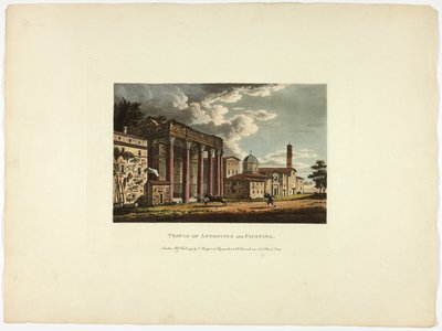 Tempel van Antoninus en Faustina, plaat zesendertig van de Ruïnes van Rome door M. Dubourg