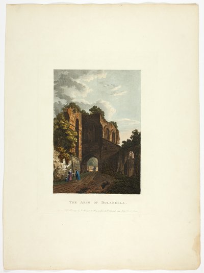 De Boog van Dolabella, plaat vijfendertig uit de Ruïnes van het Rome door M. Dubourg