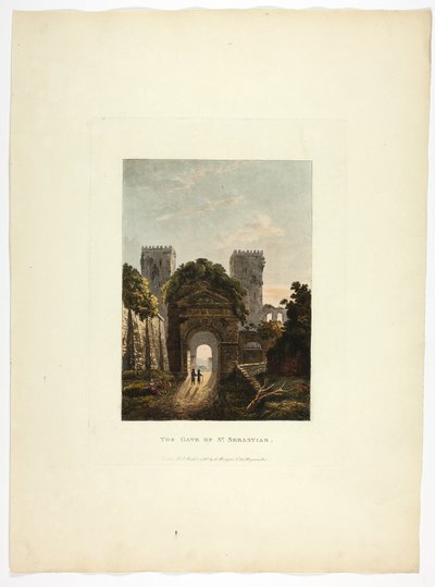 De poort van Sint-Sebastiaan, plaat zeventien uit de ruïnes van Rome door M. Dubourg