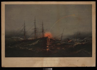 De Amerikaanse Fregat Sabine, Redt een Bataljon Amerikaanse Mariniers van het Transport Governor. Op 2 november 1861 voor de kust van South Carolina door M. F. H. De & Parsons Charles Haas