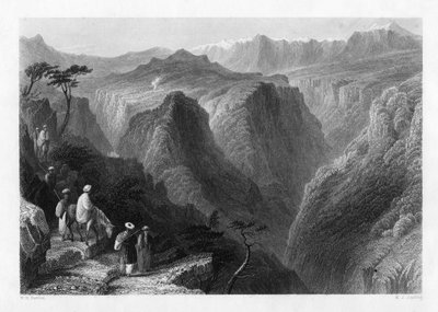 Mount Lebanon, boven de vallei van de Kedesha, of Heilige Vallei, Libanon door M. J. Starling