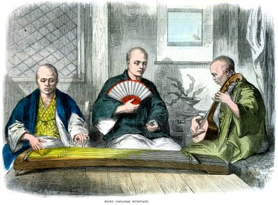 Blinde Japanse muzikanten, 1864 door M. Jackson