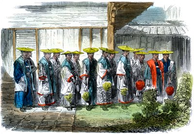 De nachtwacht in Jeddo Edo, Japan, 1864 door M. Jackson