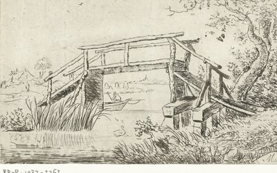 Landschap met bruggetje door M. Massé