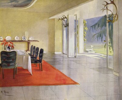 1930s interieurs: Eetkamer in een landhuis door M. Stier