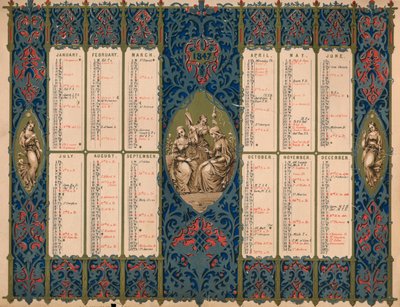Kalender met heiligendagen en koninklijke verjaardagen, 1847 door M and N Hanhart