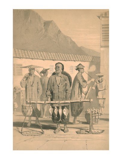 Vishandelaren in Hong Kong, 19e eeuw door M and N Hanhart