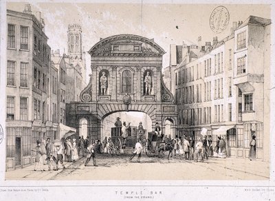 Temple Bar, Londen, ca. 1845 door M and N Hanhart