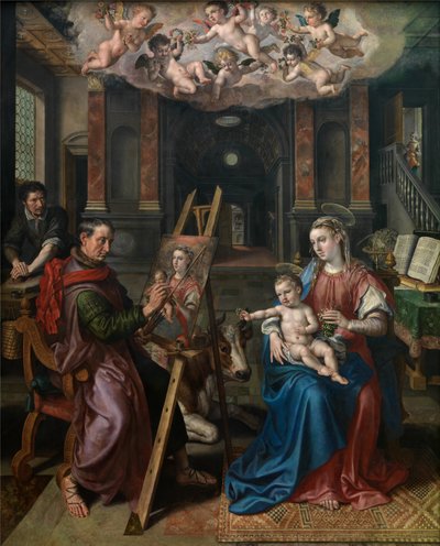 Sint Lucas schildert de maagd door Maarten de Vos