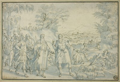 De ontmoeting van Abraham en Melchizedek door Maarten de Vos